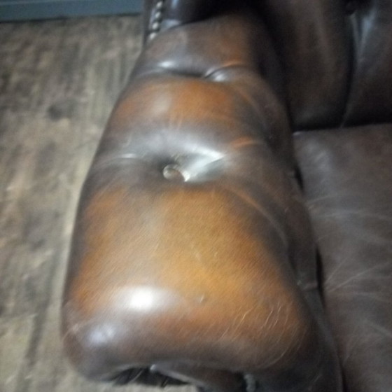 Ooorfauteuil of Wingchair Vintage George III Stijl – Wood, Leather (photo 9 of 14)
