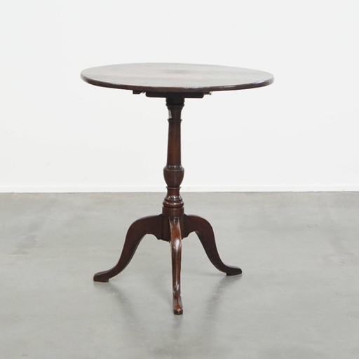 Table à vin/ table à plateau basculant/ table d'appoint anglaise ancienne du 19e siècle à plateau rond