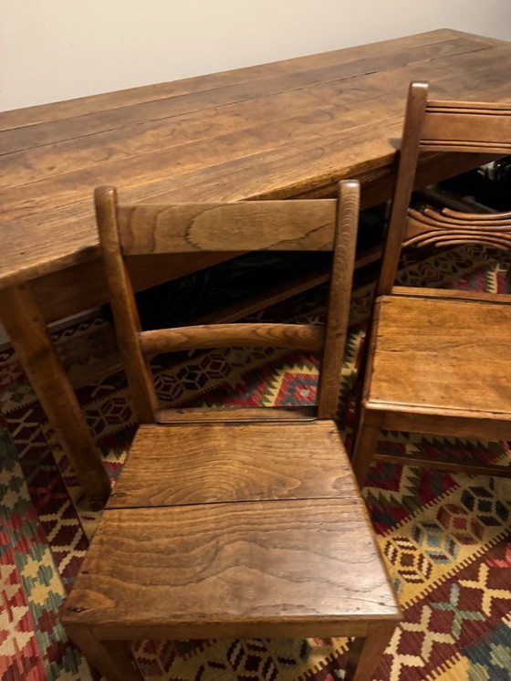 Image 1 of French farmhouse table with bench and chairs