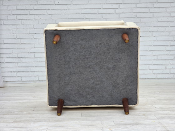 Image 1 of 1970er Danish Lounge Chair, Möbelwolle, Teakholzbeine