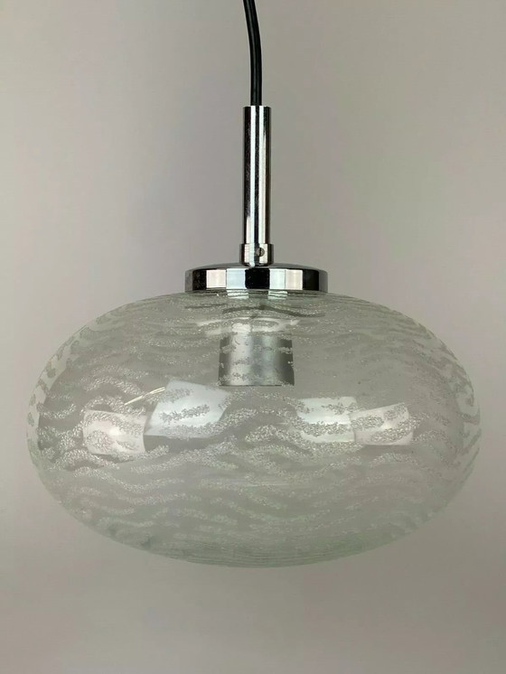 Image 1 of 70s hanging lamp ceiling lamp lamp luminaire space age glass Hustadt Leuchten