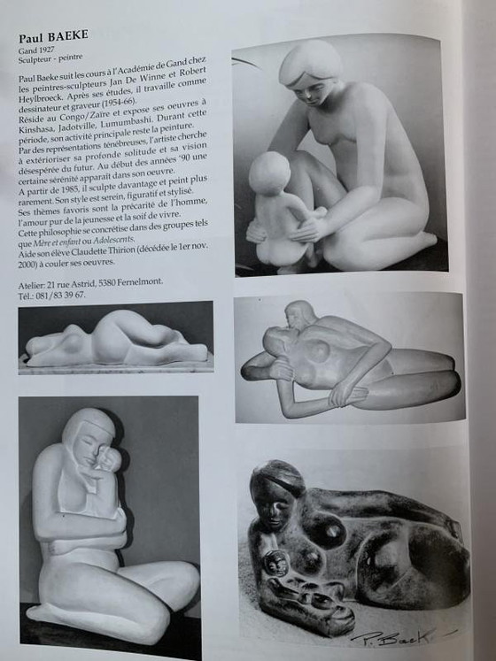 Paul Baeke, Femme et Enfant Maternité Moderniste Art Déco, 1958, Béton – Sculptures, Stone, Art Deco (photo 9 of 10)