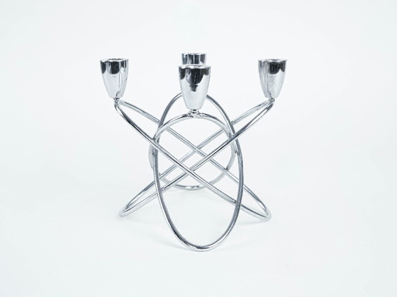 Image 1 of Geometrischer Kerzenständer aus Metall, dänisches Design, 1960er Jahre, hergestellt in Dänemark