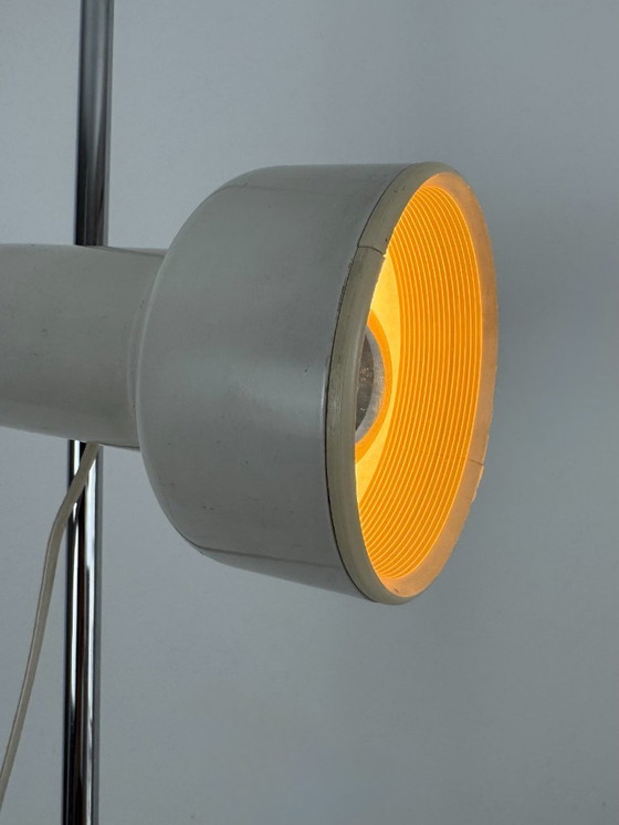Image 1 of Vintage Adjustable Floor Lamp, Chrome and Beige Pressed ABS, France, 1970
