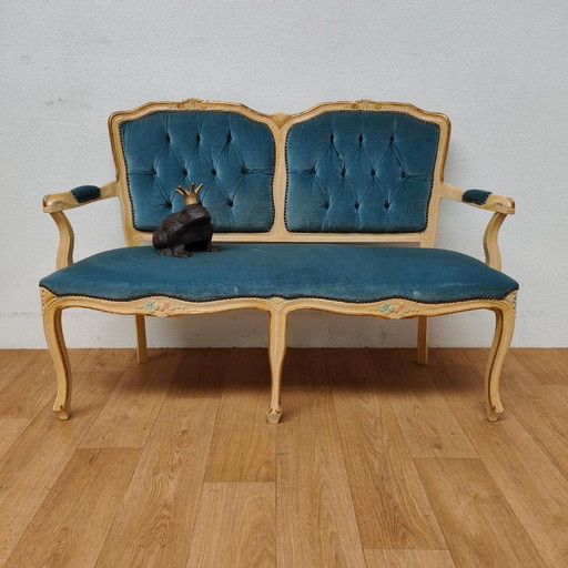 Vintage Brocante Rococo Queen Ann Flurbank Boudoir Bank