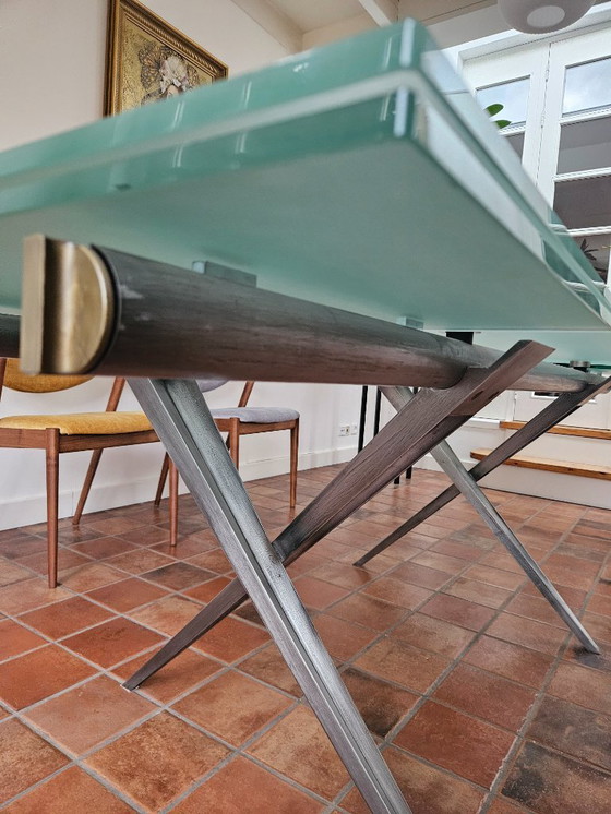 Image 1 of Ausziehbarer Esstisch aus Glas im italienischen Design