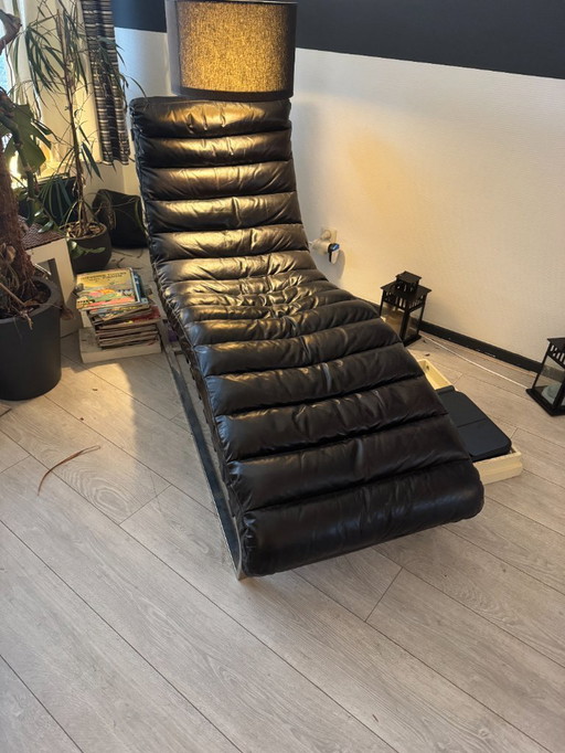 Flamant MASON, Liegestuhl, schwarz, Vintage, Leder