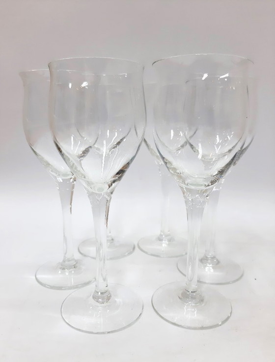 Image 1 of 6 x Calici da vino trasparenti vintage, calici da 17 cm