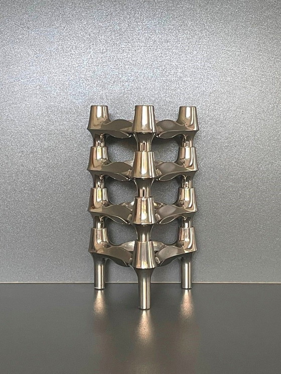 Image 1 of Set van 4 modulaire Nagel kandelaars Vintage 70s 