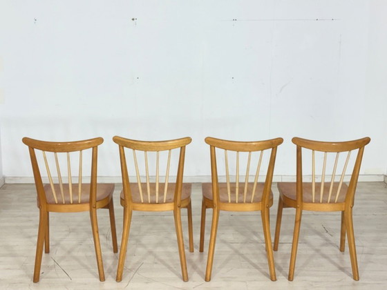 Image 1 of Lot de 4 chaises de salle à manger style années 50, chaises de cuisine, chaises en bois, chaises de salle à manger vintage