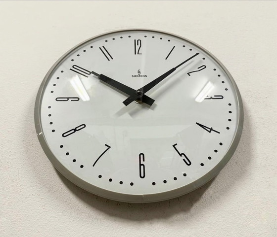Image 1 of Grey Industrial Factory Wall Clock from Siemens, 1970s