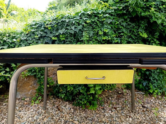 Image 1 of 1960s vintage lemon-yellow formica table