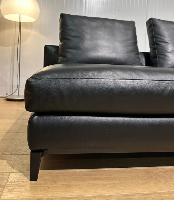 Image 1 of Divano angolare Minotti Andersen in pelle nera, come nuovo.