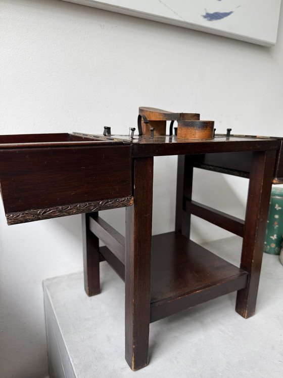 Image 1 of Antique shoe polishing table | vintage shoe shine stand