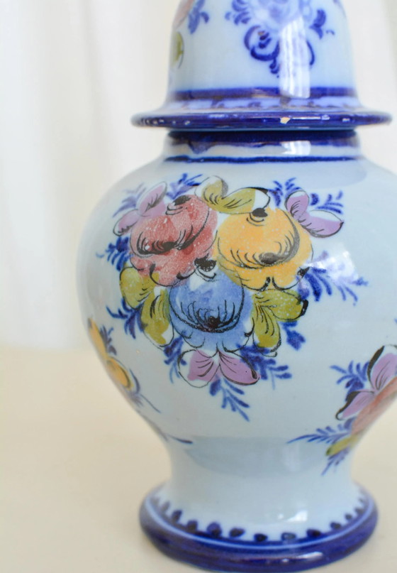 R.C.C.L. Alcobaça Vase Potiche Floral, Céramique Portugaise Peinte à la Main, Années 70 – Porcelain, Ceramic (photo 3 of 5)