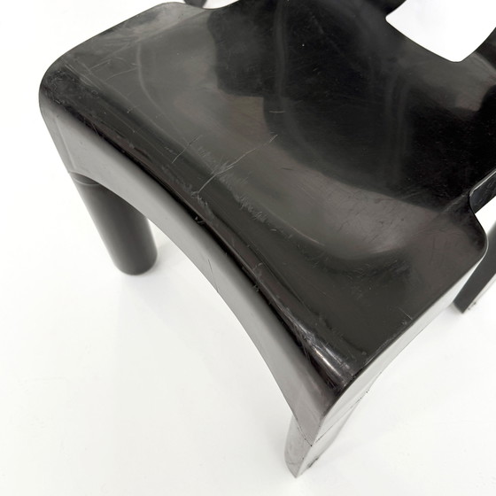 Image 1 of Set di 4 sedie Universale modello 4867 nere di Joe Colombo per Kartell, anni &#39;70