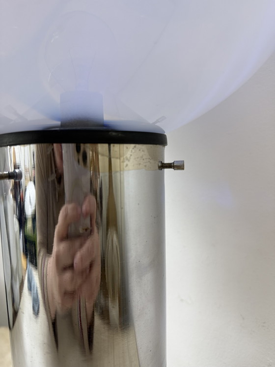 Image 1 of Mid-Century Large Glass Table Lamp with Blue Swirl, 1970s Italy