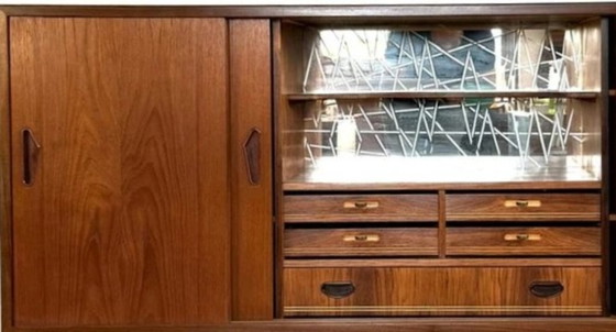 Vintage Deens Teak Highboard/Barkast '60 – High boards, Glass, Wood (photo 4 of 6)