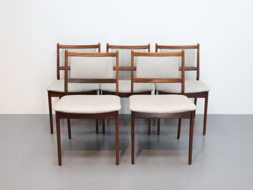 Juego de 5 sillas de comedor danesas vintage 