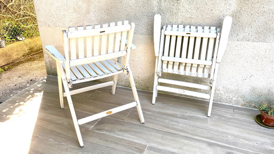 Image 1 of Vintage Wood Folding Garden Armchair by R.Gleizes France