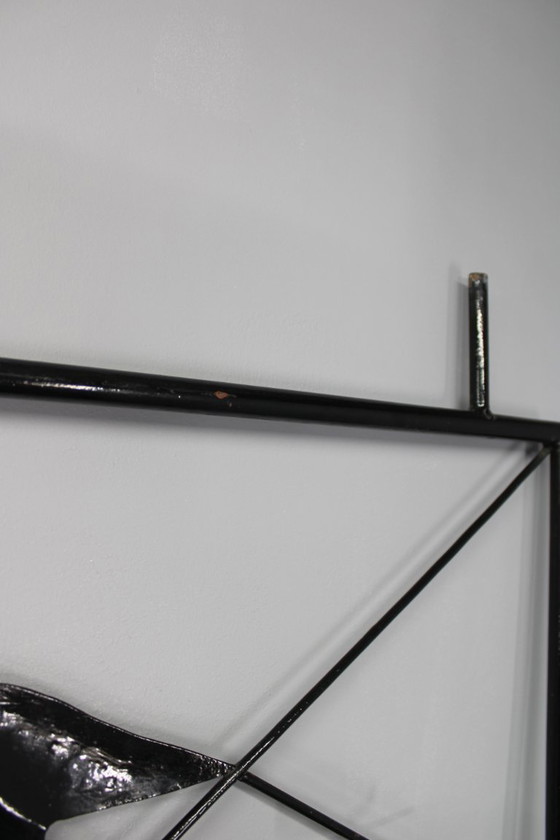 Image 1 of Jardinera divisoria de ambientes de metal negro de mediados de siglo, década de 1970