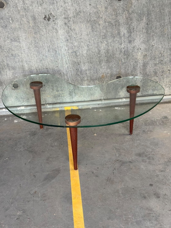 Vintage Nier-vormige Glazen Salontafel – Glass, Wood (photo 6 of 6)