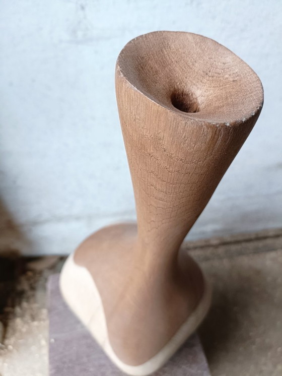 Image 1 of Vase/sculpture in carved solid oak