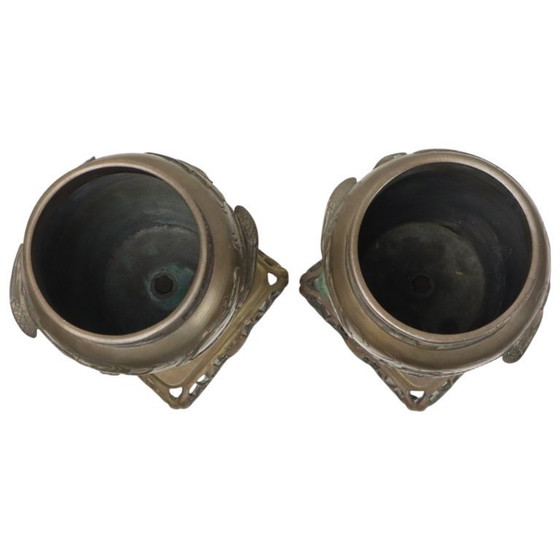 Image 1 of Pair of Japanese Bronze Vases