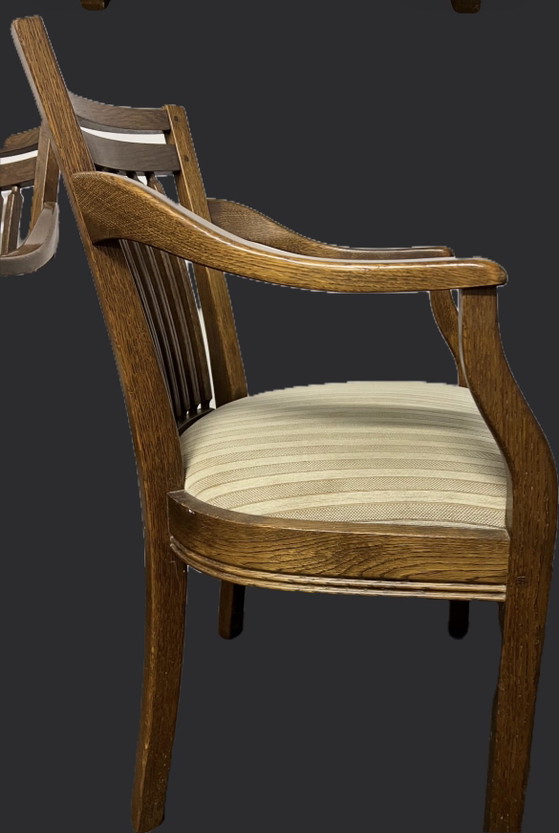 Image 1 of 4 Bannink jugendstil eiken eetkamer armstoelen 