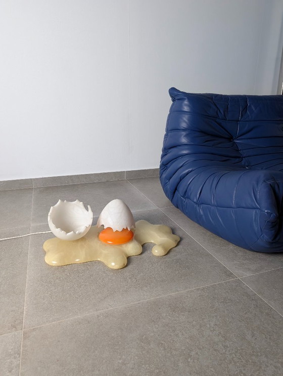 Marco Ricciardi Broken Egg Alabaster Table Lamp Sculpture, Italy, 1980s – Metal, Plastic (photo 2 of 21)