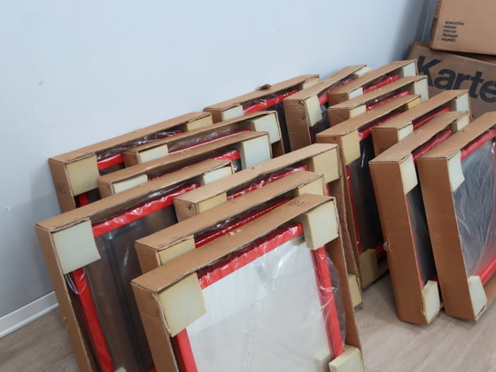 Image 1 of 1970s Anna Castelli Ferrieri for Kartell Mod. 4727 Red Mirror