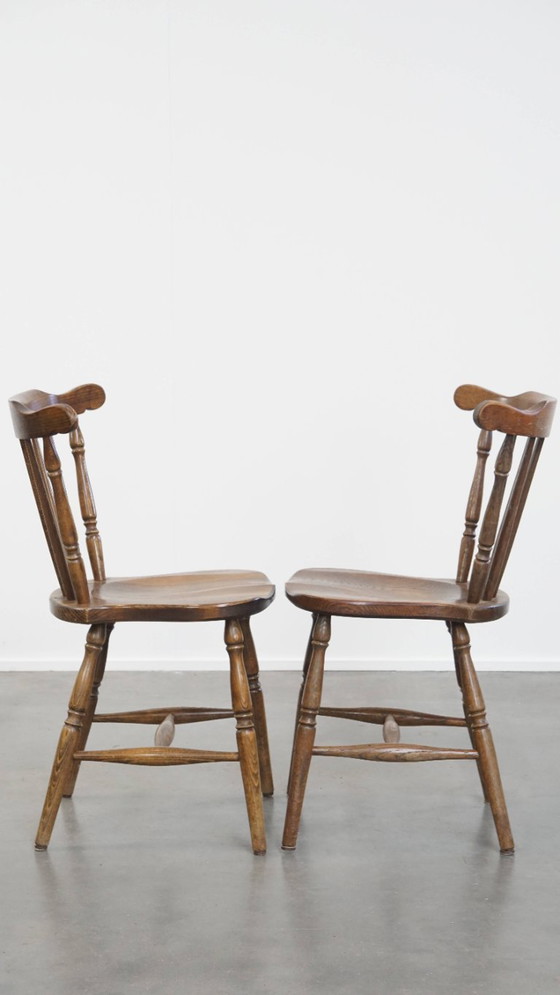 Image 1 of 2 x Antique Dutch slatted wooden chair