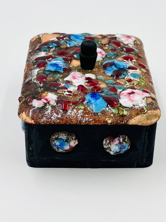 Image 1 of Vintage Enamel on Copper Box Capo Esmaltes Spain 1970