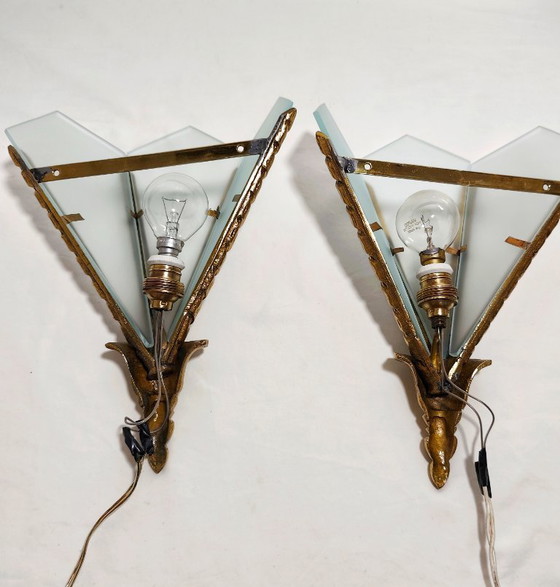 Image 1 of Pair of bronze wall sconces. Spain, 1980s.