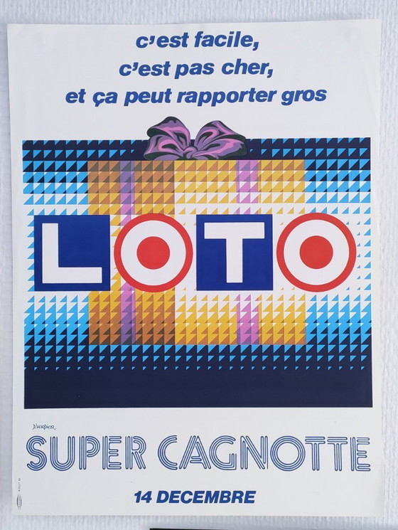 Image 1 of Nueve carteles ilustrados de la lotería nacional francesa de la década de 1970