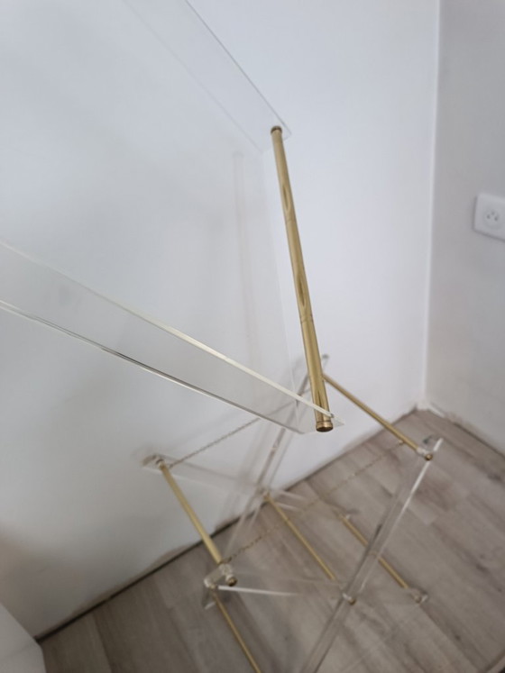 Folding Side Table Plexiglas Brass 1970s (photo 8 of 10)