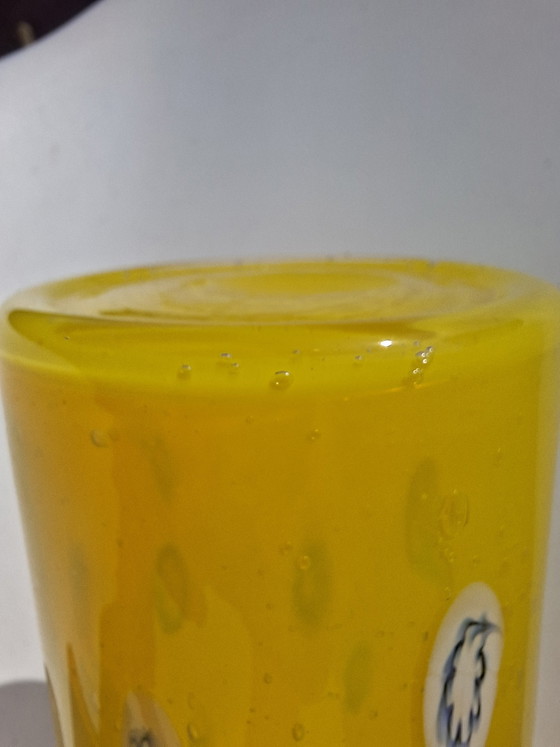 Image 1 of Vintage Leonardo Millefiori Vase – Hand-blown Yellow Glass – 23 cm