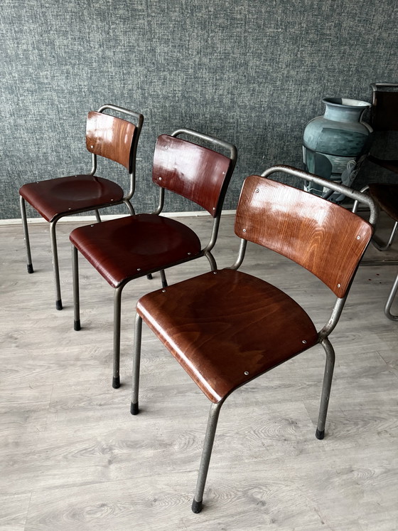 Image 1 of Set di 3 sedie vintage Gispen 106 "TU Delft".
