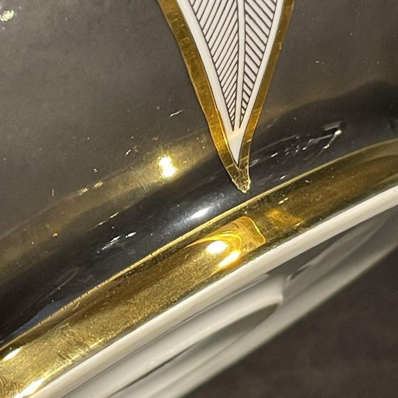 Grand Vase en Porcelaine Dorée par Change Szasz pour Hollohaza, Hongrie, années 1970 (photo 6 of 13)