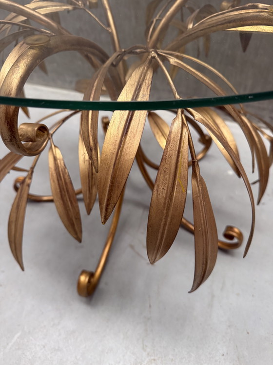 Image 1 of Hans Kögl Side Table Palm Leaves Gold Leaf 1970s