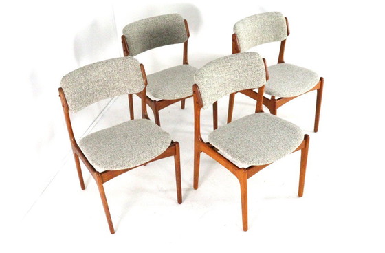 Image 1 of Set of 4 Erik Buch for O.D. mobler dining chairs model 49 vintage upholstered
