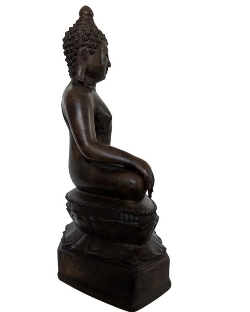 Grande Buddha Thai in Bronzo – Bhumisparsha Mudra – Stile Ayutthaya – 40 cm (8 kg) – Sculture, Bronze (photo 7 of 10)