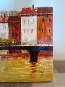Dipinto 140x70 cm Pittura acrilica Veduta di un villaggio dell'Europa meridionale