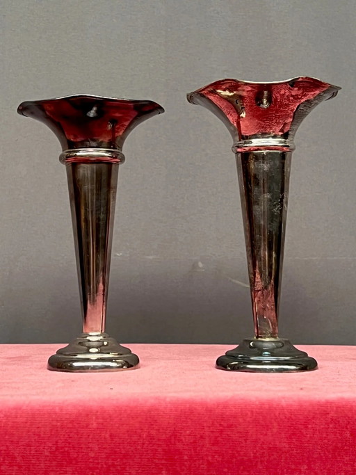 Silver plated metal vases – vazen (photo 2 of 4)