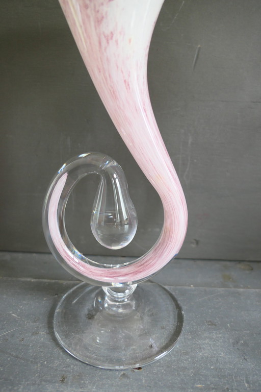 Vase trompette vintage en verre séparé de Murano