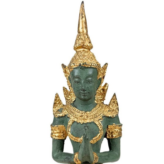 Set Guardiani del Tempio Thai Thepanom – Coppia di Figure Patinate Oro – Sculture (photo 19 of 21)