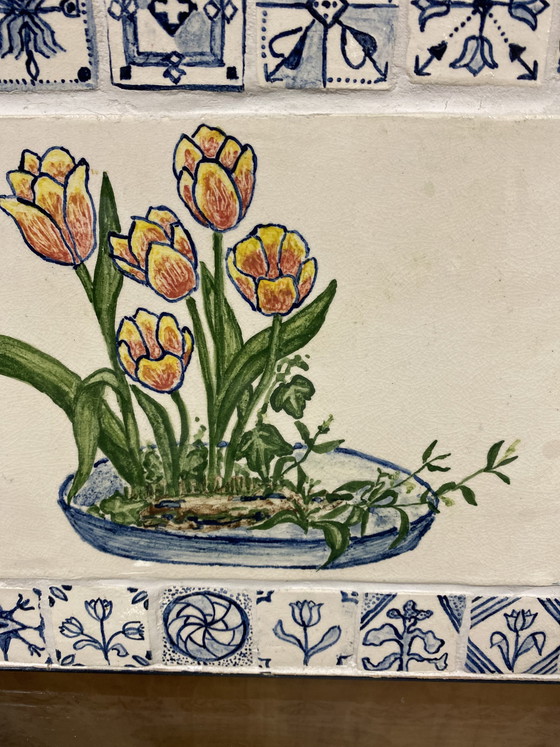 Image 1 of Panel de azulejos Delft azul tulipán