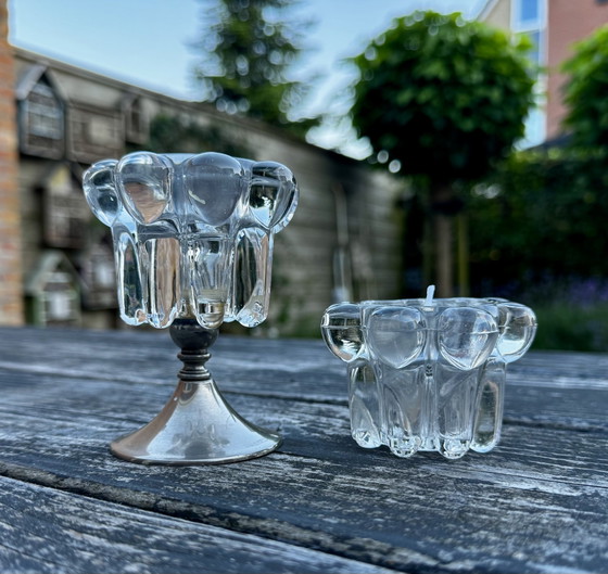 Image 1 of Set di candelabri in vetro vintage di Reims, Francia (anni '60)