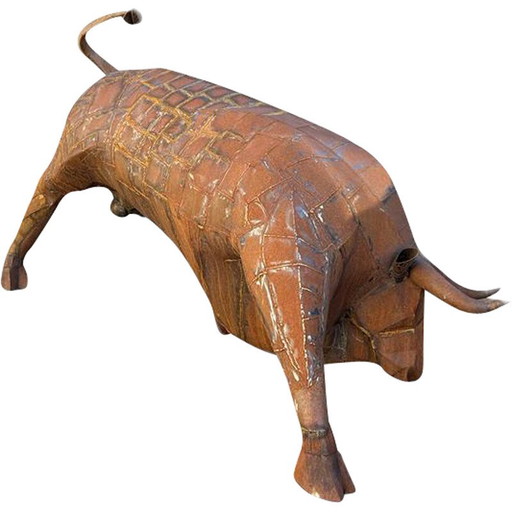 Vintage metal bull sculpture, 2010
