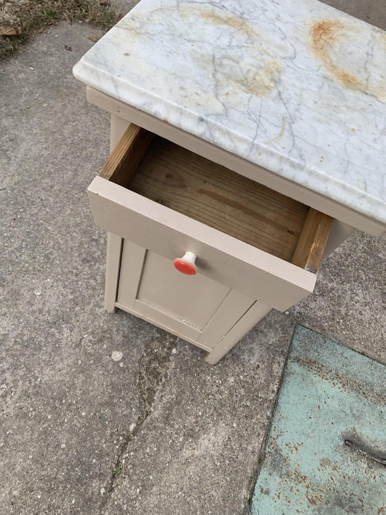 Vintage German Marble Top Nightstand or End Table (photo 3 of 5)